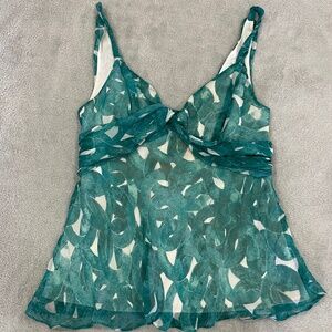 Diane Von Furstenberg Teal Layered Tank Blouse Size 2